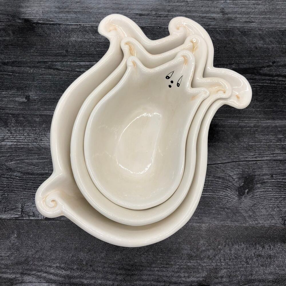 Johanna Parker Gus Ghost Nesting Serving Bowls Transpac Halloween New Set Of 3